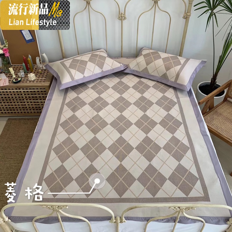 小樱桃夏季冰露丝凉席三件套可折叠660D冰丝席子双人加厚空调软席 三维工匠凉席/凉枕