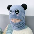 冬季儿童套头帽户外保暖围脖连帽卡通婴儿帽子骑车防风防寒帽_305_989 成人款雾霾蓝