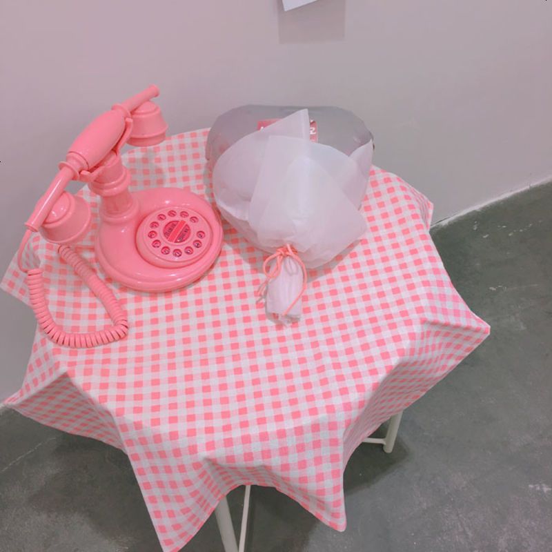 韩风ins日系少女心粉色格子可爱甜美拍摄背景