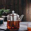 玻璃茶壶家用烧水壶蒸茶壶煮茶壶套装竹提梁大容量玻璃高把壶 爆款茶壶