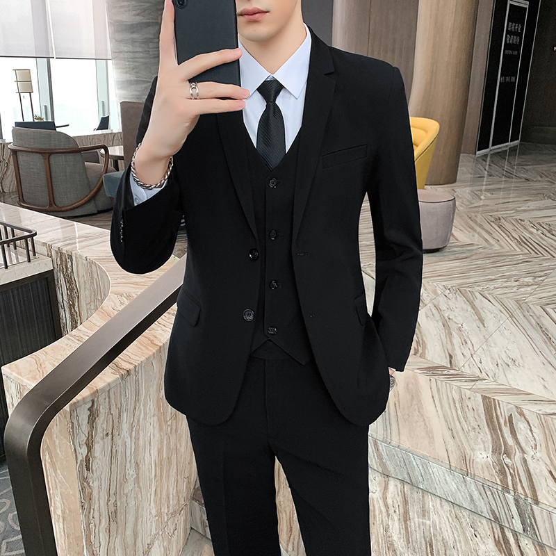 hlcoman男士西服套装韩版休闲商务西装外套职业修身正装伴郎新郎结婚