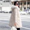 轻奢海宁绵羊真皮羽绒服女中长款狐狸大毛领连帽皮衣外套女2019冬新款气质优雅宽松显瘦A字型