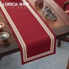 美式桌旗新中式禅意茶旗布现代简约茶几餐桌北欧电视 福延年-红色(平角款) 33*120cm(适用桌长0.7米-0.8米)