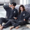 情侣和服珊瑚绒睡衣女士秋冬季居家加厚保暖法兰绒家居服套装男士