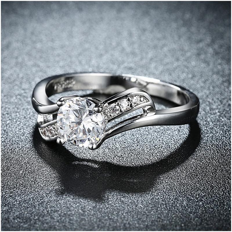 R817-CCouple Love Gold Rings铂金订婚戒指男女钻石情侣简约日韩送女朋友七夕情人节礼物
