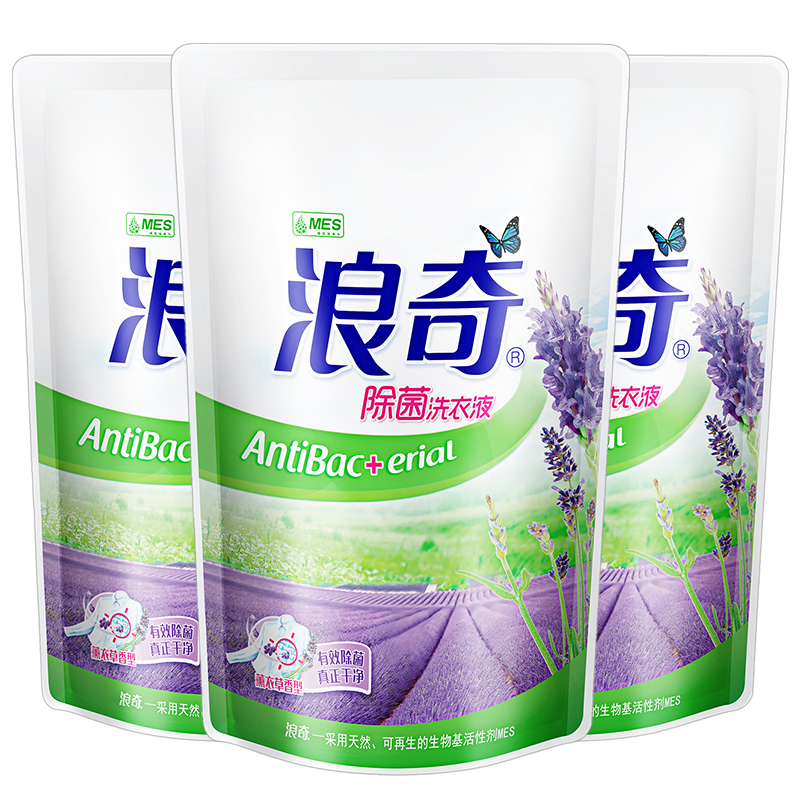 浪奇(LONKEY )薰衣草 除菌 袋装 补充装 洗衣液500g/袋*3(深层去污渍) 浪奇出品