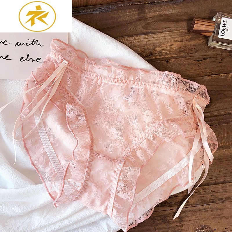 ideamini6免1粉色控甜美性感蕾丝舒适少女仙女内裤底裤网纱日系棉裆