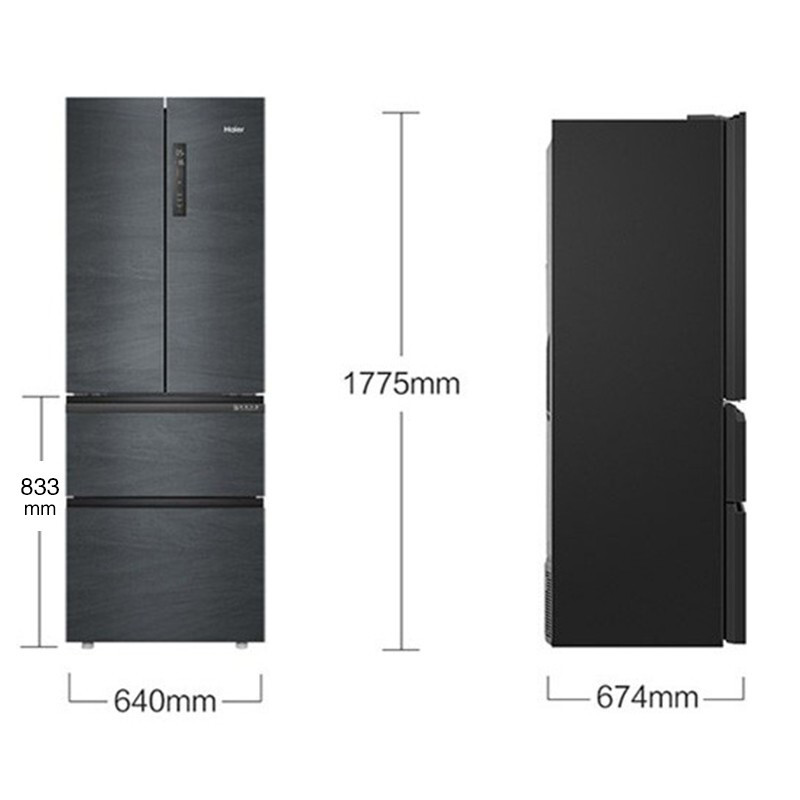 海尔 335升冰箱 法式四开门冰箱 BCD-335WLHFD78DYU1云岩(银河灰)