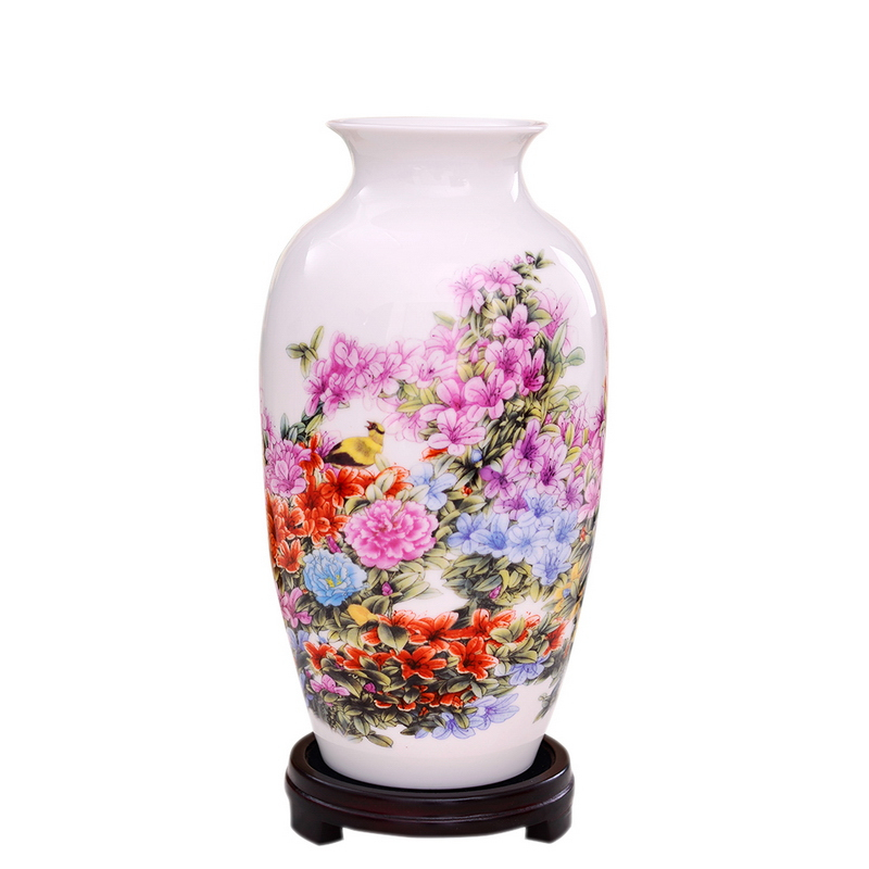 瓷拍景德镇陶瓷花瓶摆件工艺品杜鹃迎春小号瓷瓶装饰品瓷器视频