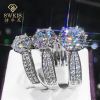 1/2克拉星光皇后莫桑戒指女六爪鸽子蛋钻戒女彩金女戒情侣双排钻 星光皓石开口戒指