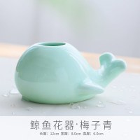 现代简约动物小花器陶瓷花瓶 创意青瓷家居客厅装饰摆件工艺品 三维工匠 大象-粉青
