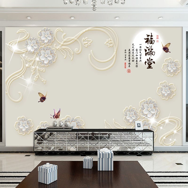 定制客厅大气电视背景墙现代简约8D装饰壁画D立体中式无纺布墙纸 款式十仅墙纸