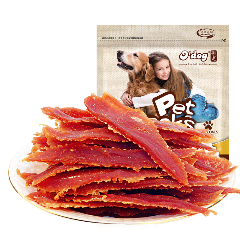 傲宠o'dog狗狗零食解馋鸭肉条400g鸭肉干泰迪比熊萨摩训练奖励鸭肉味宠物零食