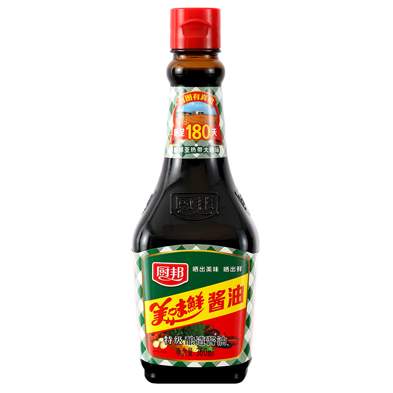 厨邦美味鲜酱油瓶装360ml 酿造酱油 炒菜 凉拌 调料生抽调味品酱油生抽