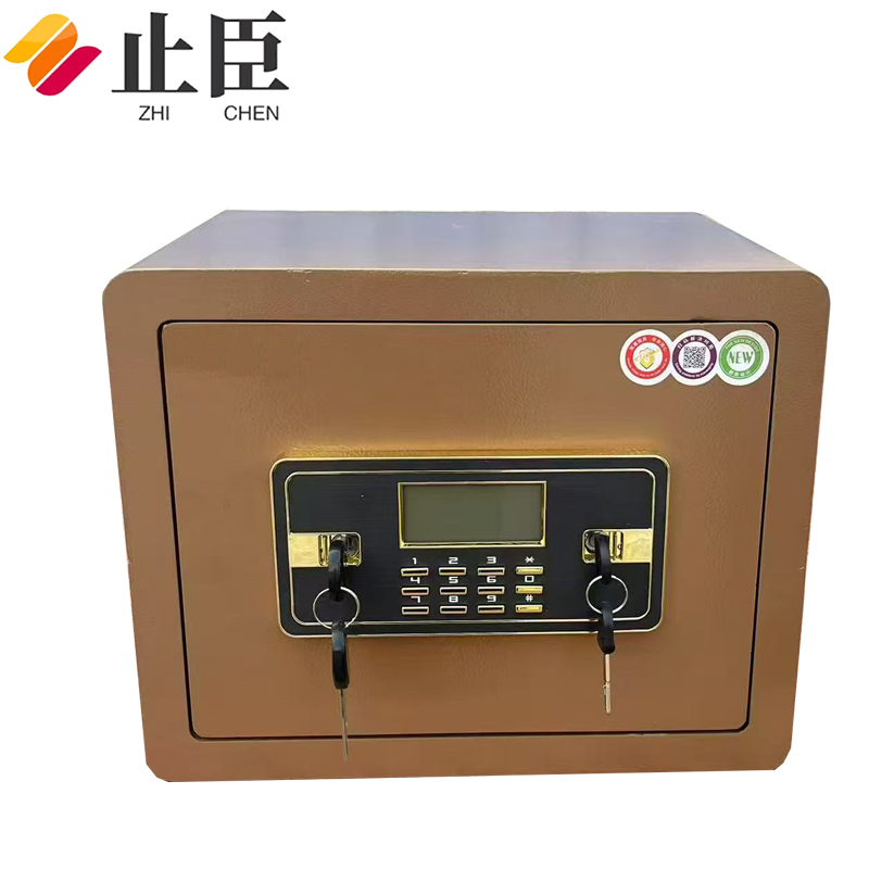 止臣 保险柜 保险箱电子密码锁保险柜高30cm保管箱家用入墙首饰保管箱存放柜储物柜 咖高清大图