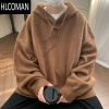 HLCOMAN咖色针织连帽卫衣男款oversize潮牌小众高级感设计感毛衣外套