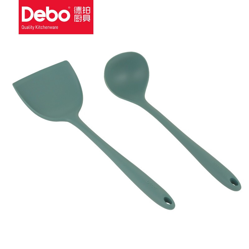 Debo德铂 海格威硅胶汤勺锅铲二件套 绿色高清大图