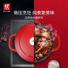 双立人(ZWILLING)珐琅锅汤锅炖锅铸铁锅双耳煲汤锅平底锅烹饪锅具电磁炉燃气通用 红色 20cm