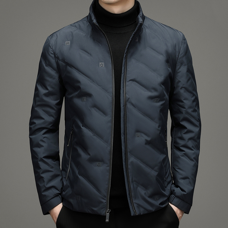 杜卡西品牌立领羽绒服男冬季新款中年爸爸装上衣轻薄商务休闲外套男