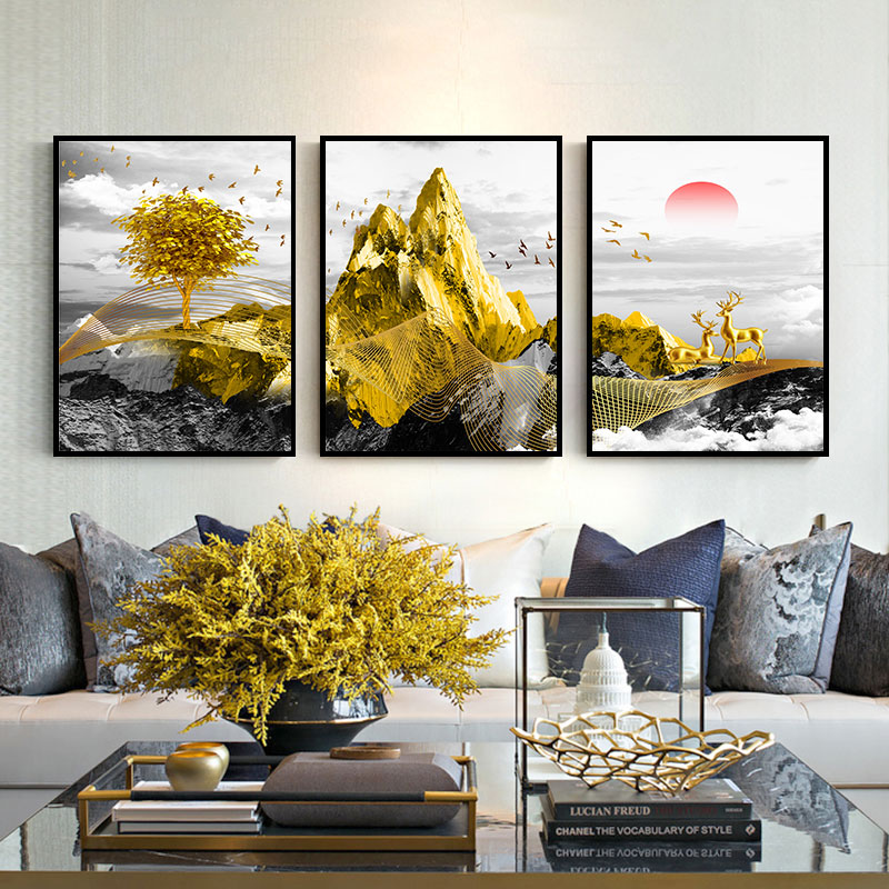 新房装饰画客厅装饰画沙发背景墙壁画简约餐厅挂画三 发财树3 60*80