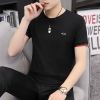 梵克公牛夏季男士短袖T恤圆领全棉刺绣半袖流韩版夏天港风白色休闲体恤