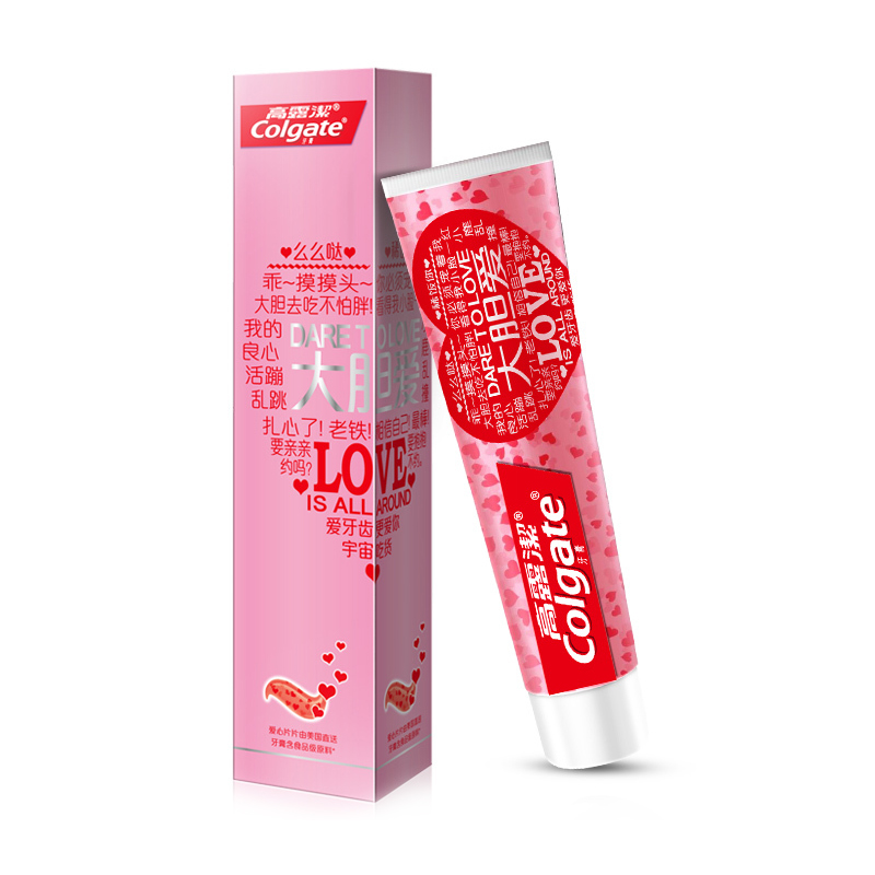 高露洁(Colgate)大胆爱心形牙膏套装(130g*2支) 送赠品高清大图