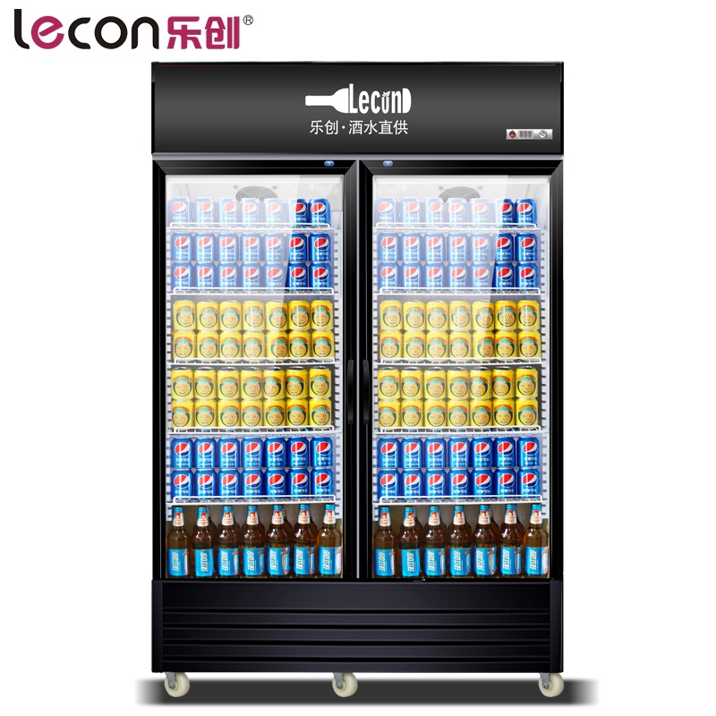 乐创(lecon) 饮料柜展示柜冷藏柜立式冰柜商用冰箱饮品啤酒蔬菜水果保鲜冷柜鲜花柜陈列柜 双门直冷下机组普通门经典黑