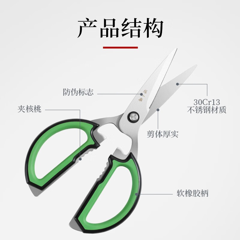 张小泉缤纷系列多用双色厨房剪J20470300高清大图