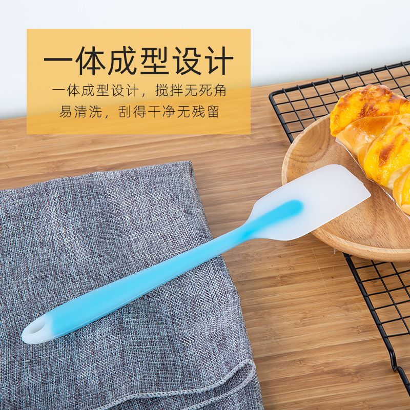 一体式硅胶刮刀搅拌奶油蛋糕抹刀可高温硅胶刮铲烘焙工具 敬平 红色大号高清大图