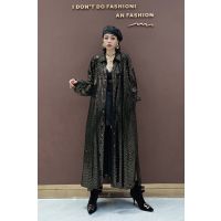 SUNTEK欧洲站2021春季新款大码女装韩版长款宽松衬衣风衣外套显瘦减龄潮风衣