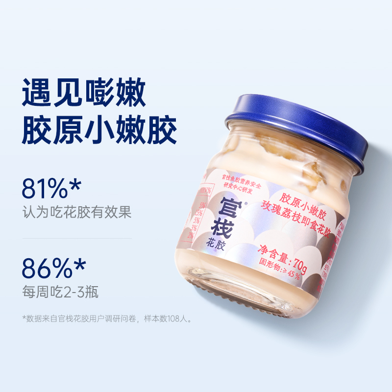 官栈营养白玉即食花胶四口味70g*8 (玫瑰荔枝*2+纯奶木瓜*2+椰芒甘露*2+白桃乌龙*2)高清大图