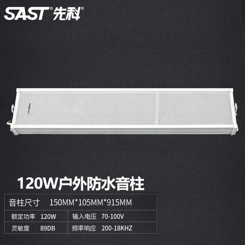 先科(SAST)防水音柱音箱 商铺公共广播音乐音响 室外壁挂 定压广播校园市店铺室外户外工程 120W防水音柱