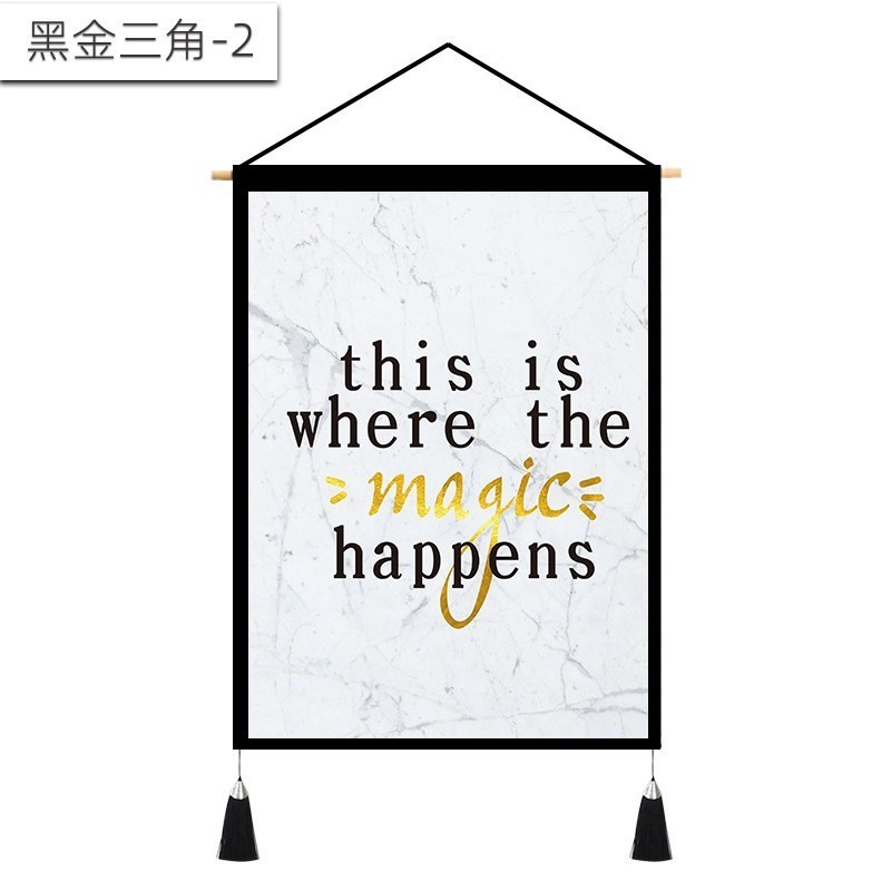 家柏饰(CORATED)背景布风挂布 房间装饰画墙布北欧客厅沙发背景墙床头挂画 黑金三角-2 宽45cm*高65cm