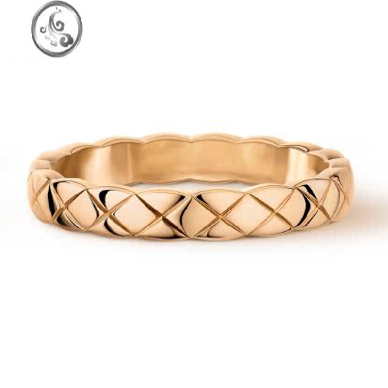 JiMicoco菱格纹戒指女夏小众设计银银小香风金情侣对戒王一博同款