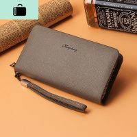 钱包男长款版手拿包潮个性青年带拉链潮男社会男士手包社会人手拿NEWLAKE 卡其色可放手机