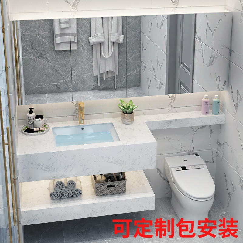 定制浴室柜组合轻奢大理石台面延长切角智能洗脸盆柜洗手盆柜定做闪电客浴室柜 60cm单镜款,台上台下可选