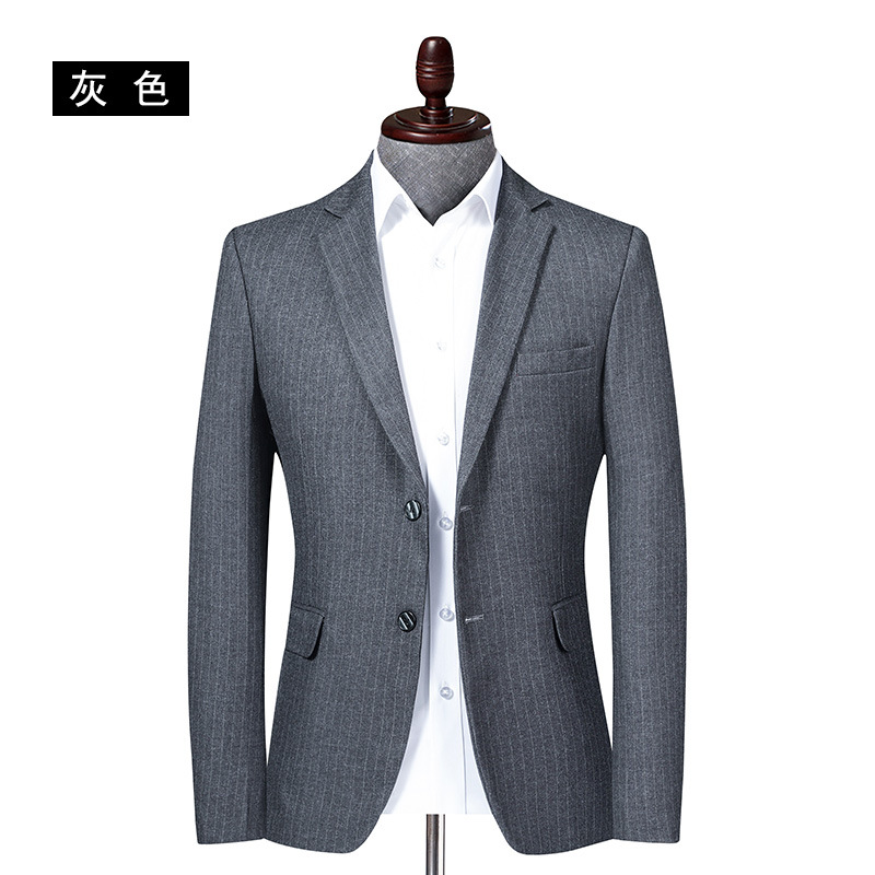 春秋新款男士条纹西装开叉韩版修身青年小西装休闲单西男