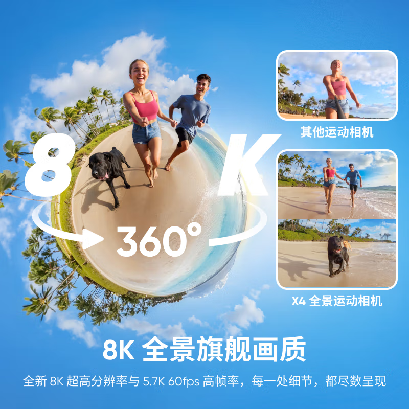 [全新]Insta360影石 X5 标准套装 Vlog街拍 旗舰影像运动相机AI智能防抖摩托骑行