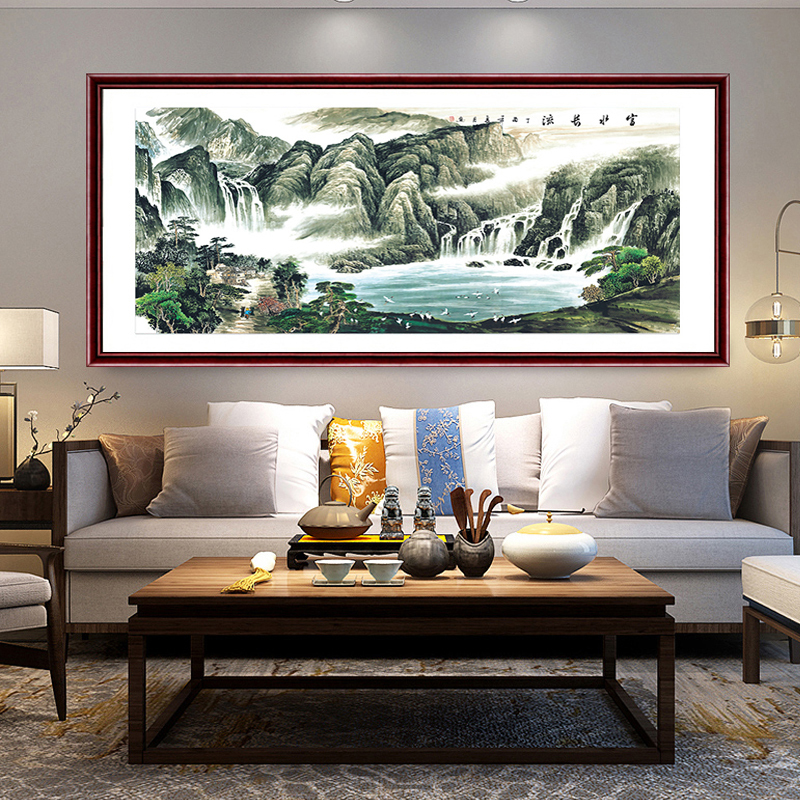 祺匠屋国画山水画客厅装饰字画办公室挂画老板桌沙发背景墙装饰画鸿运