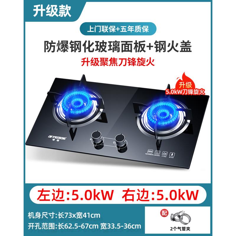 半球煤气灶双灶家用燃气灶嵌入式台式天然气液化气猛火炉具天燃气 升级大火力钢化玻璃 天然气