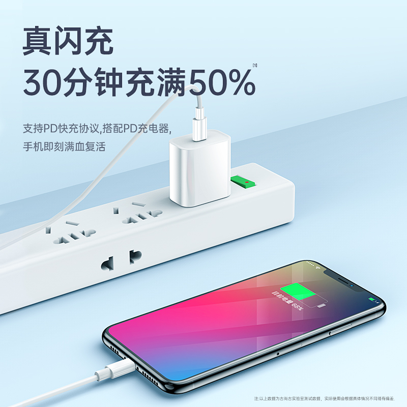 古尚古苹果PD快充数据线iPhone13充电器手机11pro闪充原装正品加长苹果PD快充线1米(苹果8-12全系列兼容)