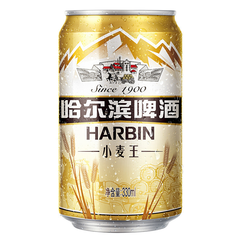 哈尔滨(Harbin)啤酒小麦王330ml*24听整箱装 啤酒苏宁自营国产啤酒