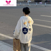 YUNWUXIN发泡图案卫衣女oversize高街潮insbf风新款宽松落肩长袖上衣