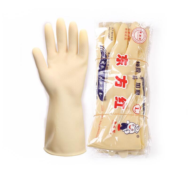 牛筋乳胶家务手套厨房工地防水劳保耐用胶皮女劳保手套|(10双无公仔)中厚款 女士(小码)