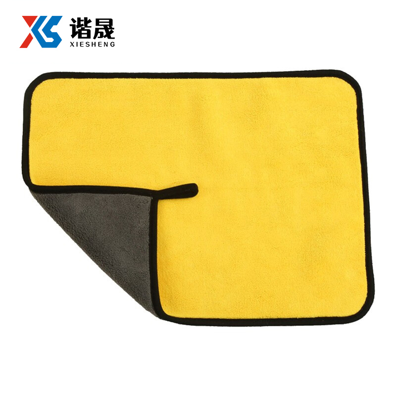 谐晟 加厚吸水擦车毛巾 清洁洗车毛巾擦车布洗车布 30*30cm 锁边 黄灰色 XS5501 1条(5条起订)