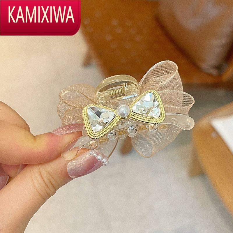 kamixiwa新款双面蝴蝶结抓夹高马尾韩国优雅气质小号发抓后脑勺发夹