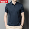 恒源祥男士桑蚕丝短袖t恤中年商务休闲爸爸装夏季冰丝polo衫衣服