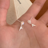 s925纯银清新鱼尾流苏耳环女小众设计感甜美温柔耳钉精致独特