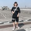 梵克公牛短袖T恤情侣套装男夏季牌运动休闲装流印花宽松学生一套衣服2021新款短裤两件套