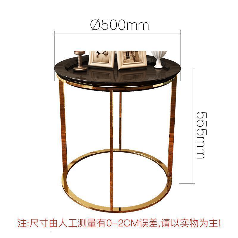 森美人现代简约美式角几客厅边几轻奢大理石沙发边几圆形小茶几 黑色烤漆面